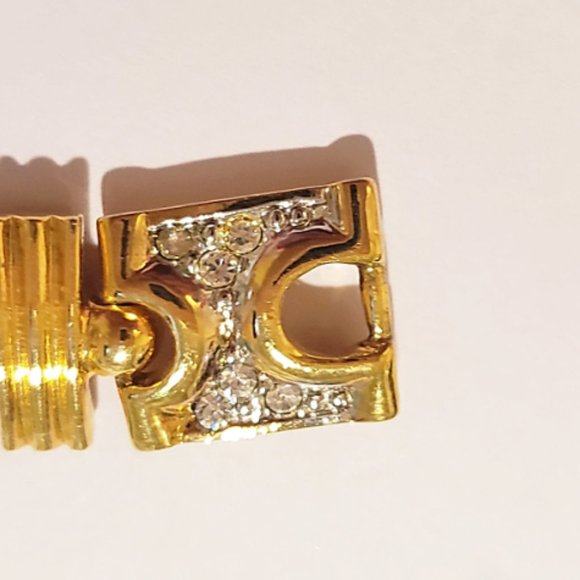 AFJ Gold Link Pave Rhinestone Tennis Bracelet - Picture 9 of 11